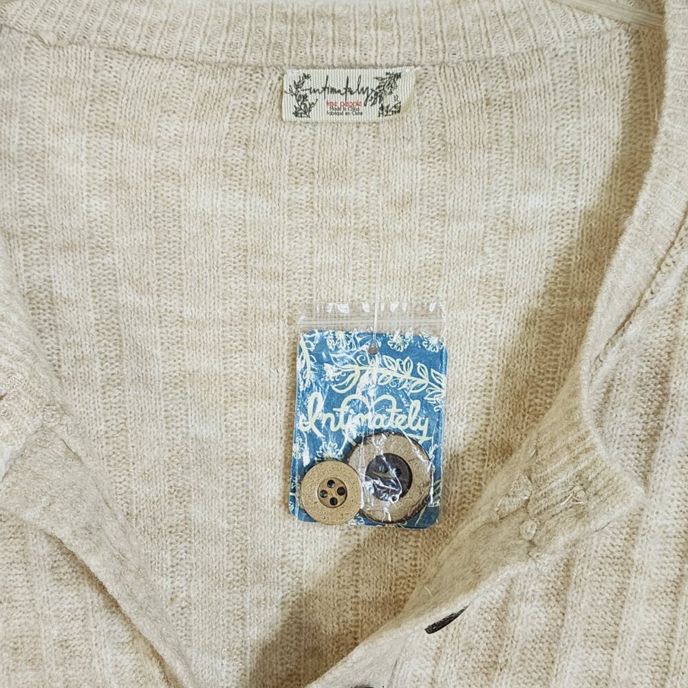 Free People New Around the Clock Pullover Ribbed Knit Sweater in Oatmeal Size XS - Picture 6 of 13